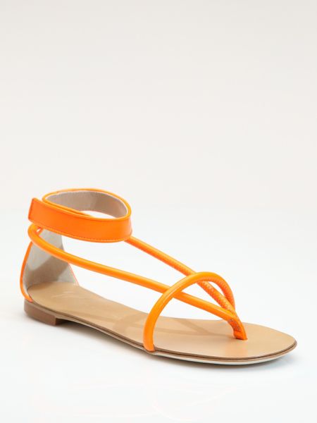 Christopher Kane Vstrap Thong Leather Sandals in Orange