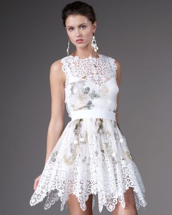 Dolce & Gabbana Lace-yoke Floral-print Top - Lyst
