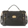 Miu Miu Deerskin Turnlock Satchel in Brown (black) - Lyst