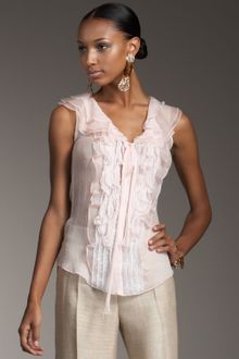 Oscar de la Renta Lace-trim Ruffled Chiffon Blouse - Lyst