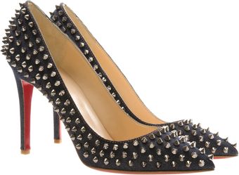 Christian Louboutin Pigalle Spiked Denim Heels - Lyst