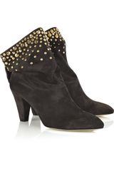 Brian Atwood Studded Suede Ankle Boots
