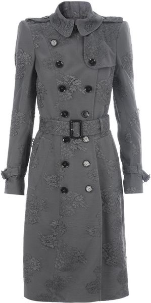 Burberry Prorsum Lace Trench Coat in Gray (grey) - Lyst