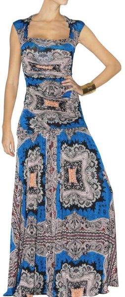 Etro Gathered Printed Jersey Dress - Lyst