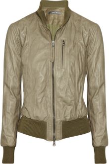 Lot78 Crumpled Leather Bomber Jacket - Lyst
