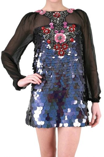 Manoush Sequin Habotai and Crepe Dress - Lyst