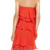 Halston Ruffletier Silkchiffon Dress in Orange - Lyst