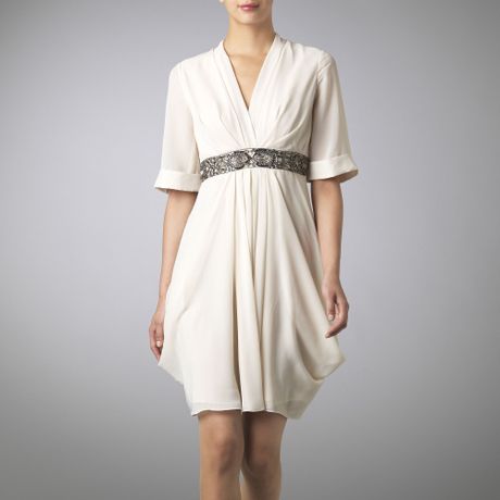 dress ted baker kimono beaded cream lyst