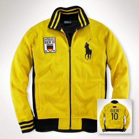 Polo Ralph Lauren Fleece Flag Track Jacket in Yellow for Men | Lyst