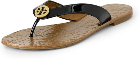 Tory Burch Thora Patent Sandal in Black | Lyst