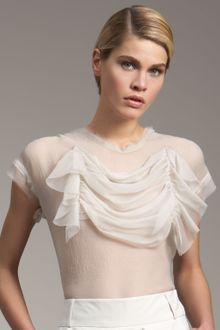Giorgio Armani Sheer Ruffle-front Blouse - Lyst