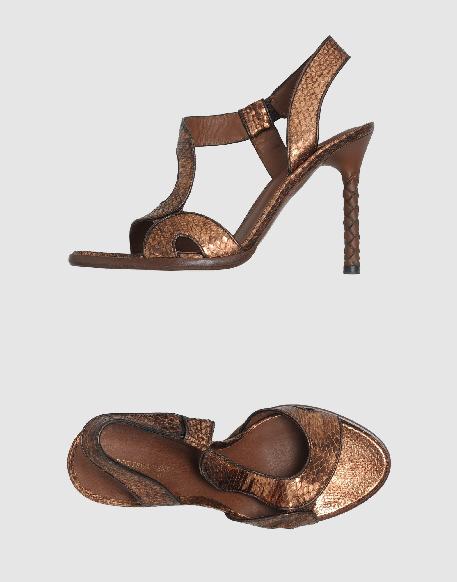 Bottega Highheeled Sandals in Gold (bronze) Lyst