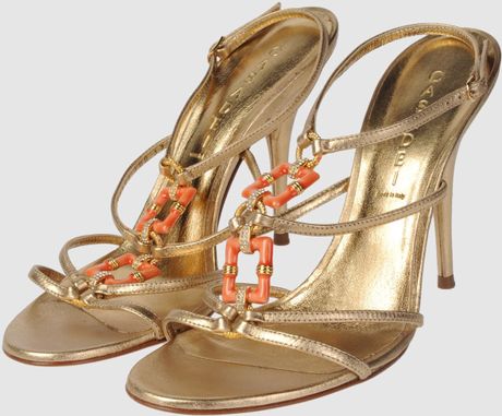 Casadei High-heeled Sandals in Gold | Lyst
