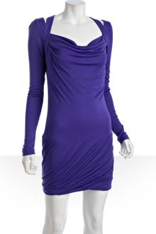 BCBGMAXAZRIA Persian Blue Modal Jersey Cut-out Shoulder Dress - Lyst