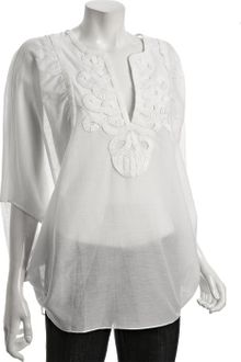 BCBGMAXAZRIA White Cotton-silk Blouse - Lyst