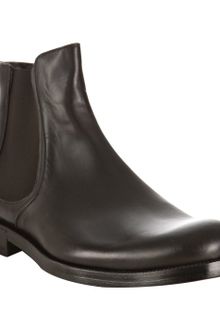 Bottega Veneta Ebony Leather Round Toe Chelsea Boots - Lyst