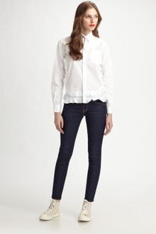 Comme Des Garçons Cotton Ruffle Detail Blouse - Lyst