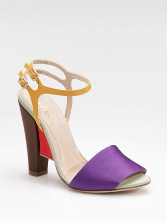 Fendi Colorblock Grosgrain Sandals - Lyst