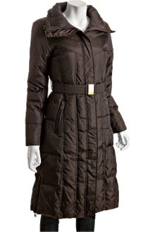 Marc New York Chocolate Quilted Sateen Belted Down Coat - Lyst