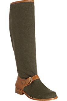 Pour La Victoire Army Green Canvas Jules Harness Flat Boots - Lyst