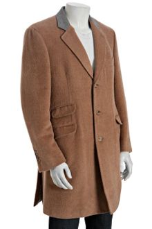 Brunello Cucinelli Camel Cashmere Contrast Collar Overcoat - Lyst