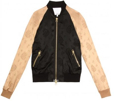 3.1 Phillip Lim Twotoned Silk Bomber Jacket in Black - Lyst