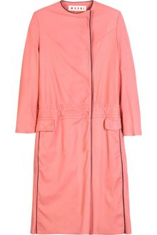 Marni Leather Coat with Trim Details - Lyst