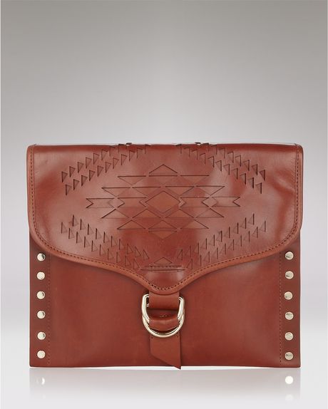 Rebecca Minkoff Navajo Laser Clutch in Brown - Lyst