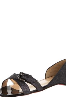 Christian Louboutin Glittered Asymmetric Dorsay Flat Sandal - Lyst