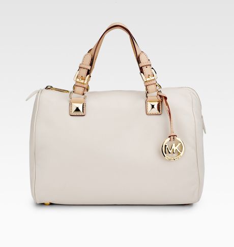 michael michael kors grayson large top handle bag in white vanilla lyst michael michael kors grayson large top handle bag in white vanilla lyst