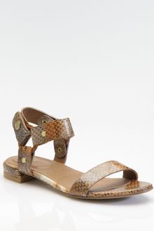 Stuart Weitzman Snake-embossed Leather Flat Sandals - Lyst