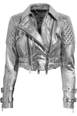 Burberry Prorsum Metallic Quilted Leather Biker Jacket