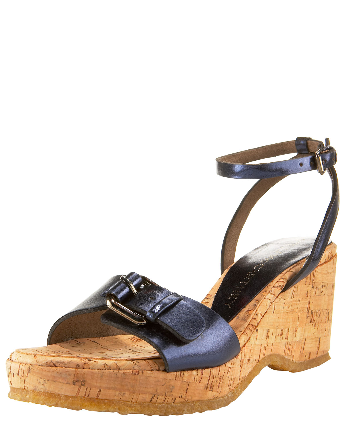 navy cork wedges