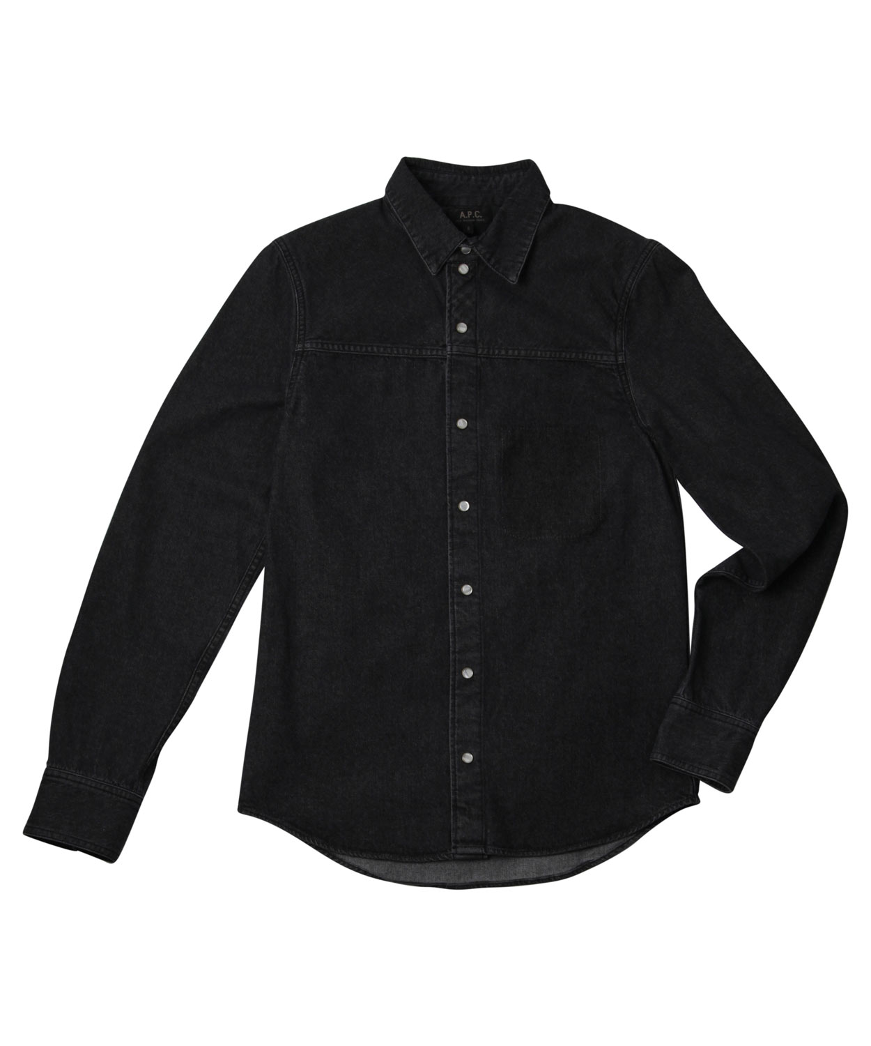 mens black denim button up shirt