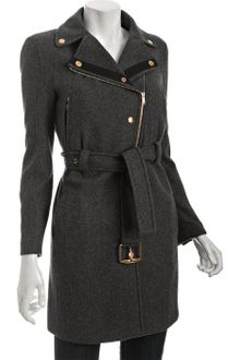 Gucci Charcoal Wool Blend Belted Zip Coat - Lyst