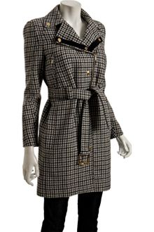 Gucci Graphite Houndstooth Wool Belted Coat - Lyst