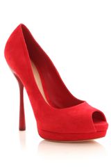 Alexander McQueen Suede Peep Toe Pumps