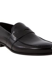 Prada Black Leather Welt Detailed Loafers - Lyst