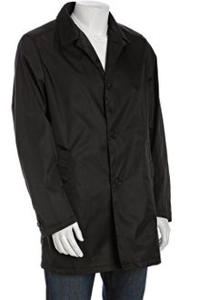 Prada Black Nylon Button Front Trench Coat - Lyst