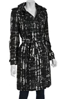 Burberry Charcoal Beat Floral Check Whitbourne Belted Trench Coat - Lyst