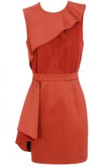 Carven Cotton Gabardine and Shantung Dress