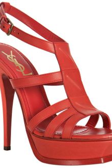 Yves Saint Laurent Flame Red Leather New Riveg 105 Platform Sandals - Lyst