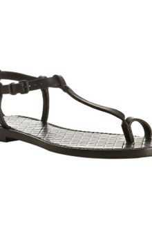 Bottega Veneta Black Leather Thong Flat Sandals - Lyst
