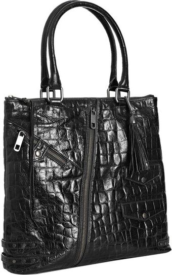 Rebecca Minkoff Black Croc Embossed Leather Biker Tote - Lyst