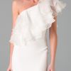 Notte By Marchesa One Shoulder Column Gown with Organza Ruffle in White - Lyst