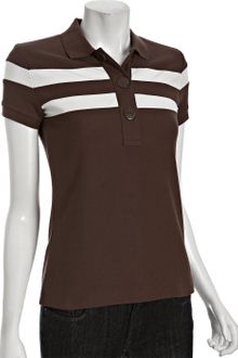 Moncler Brown Striped Cotton Piqué Polo Shirt - Lyst
