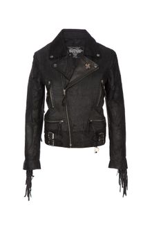 Tuesday Night Band Practice Distressed Leather Fringe Sleeve Biker - Lyst