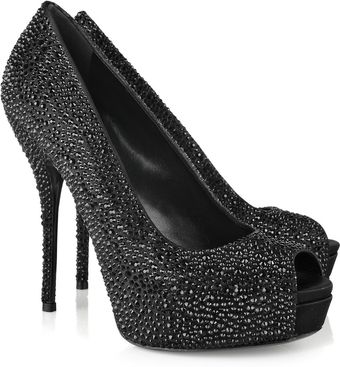 Gucci Crystal-embellished Silk-satin Peep-toe Pumps - Lyst