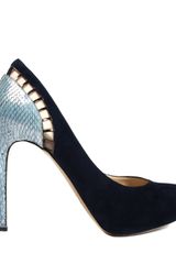 Nicholas Kirkwood Calf Velvet and Python Court Shoes