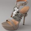 L.a.m.b. Taupe Leather Paillette Detail Keita Platform Sandals in Gold (taupe) - Lyst